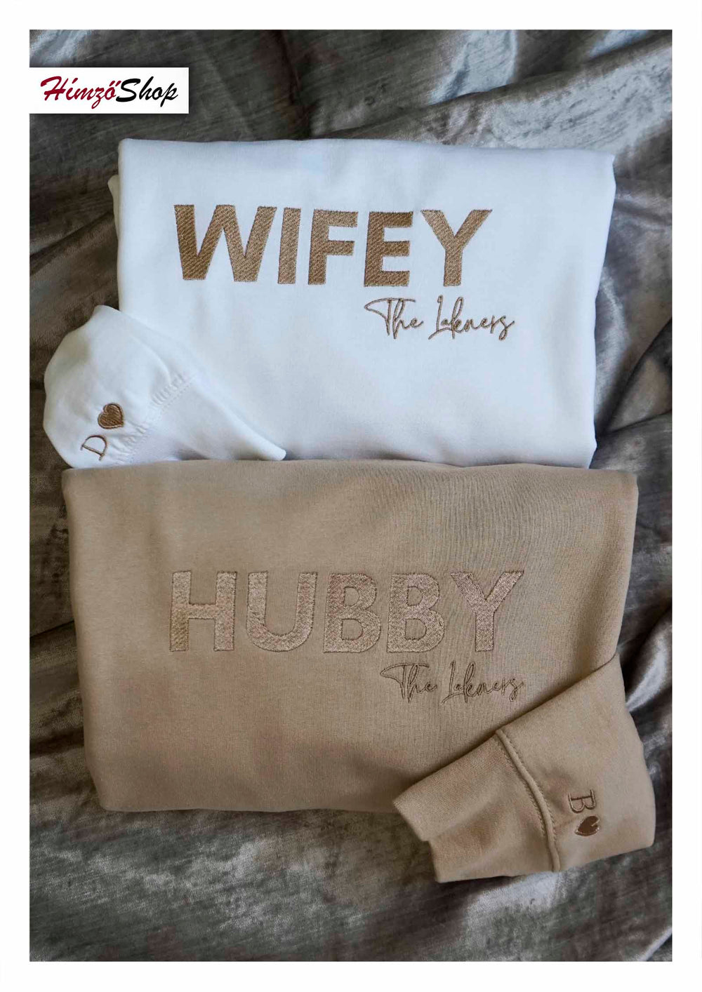 Wifey Hubby himzes paros pulover egyedi himzes